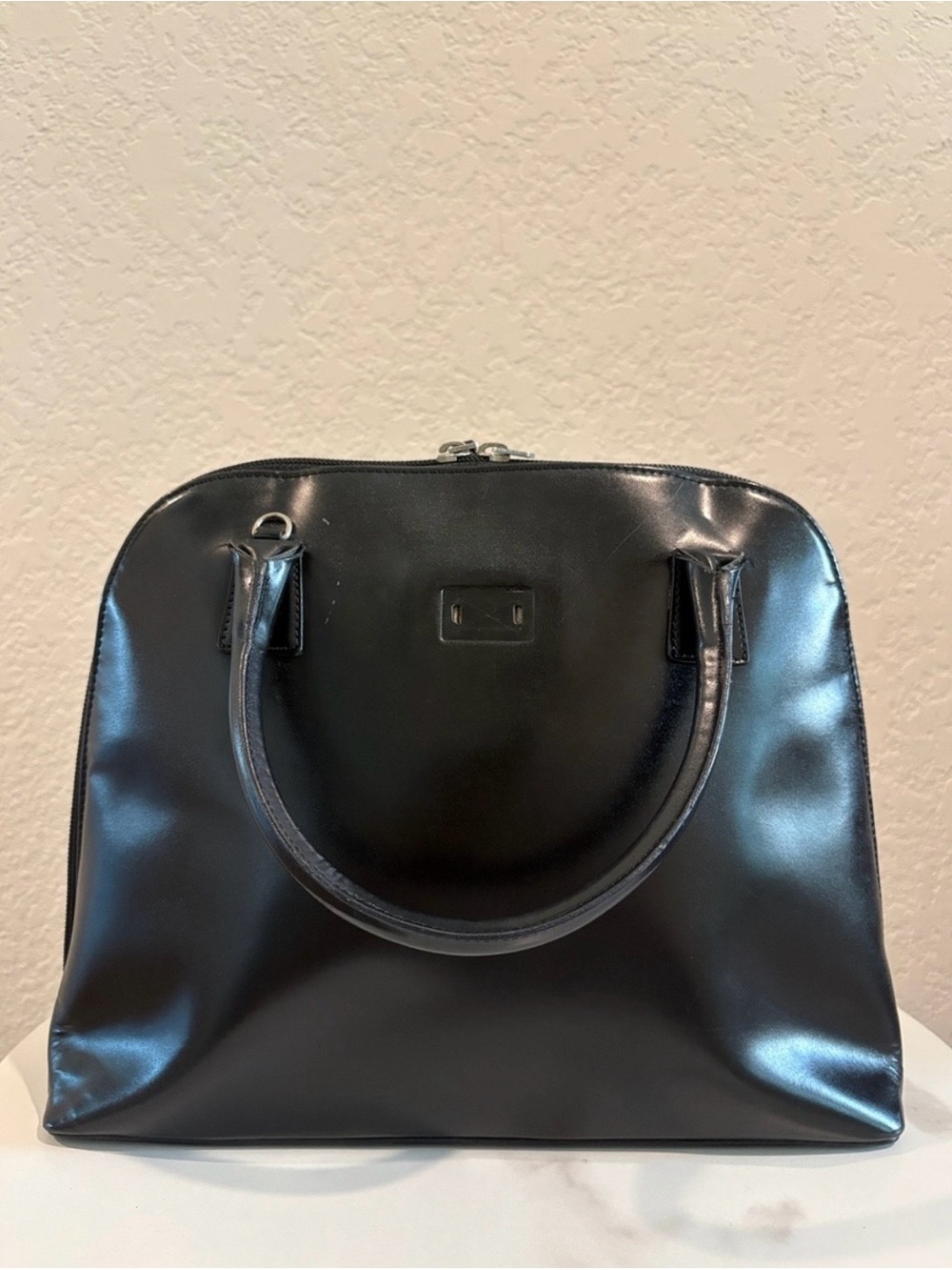Burberry Vintage Black Dome Satchel Handbag